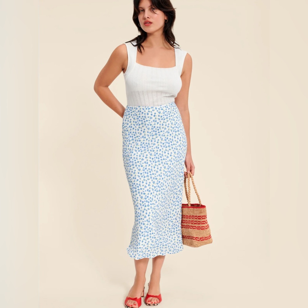 Rouje midi skirt with blue flowers